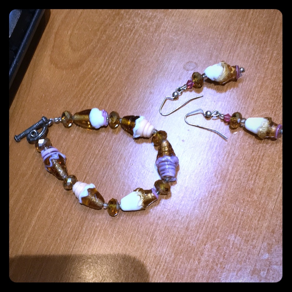 Ice cream bracelet and earrings set